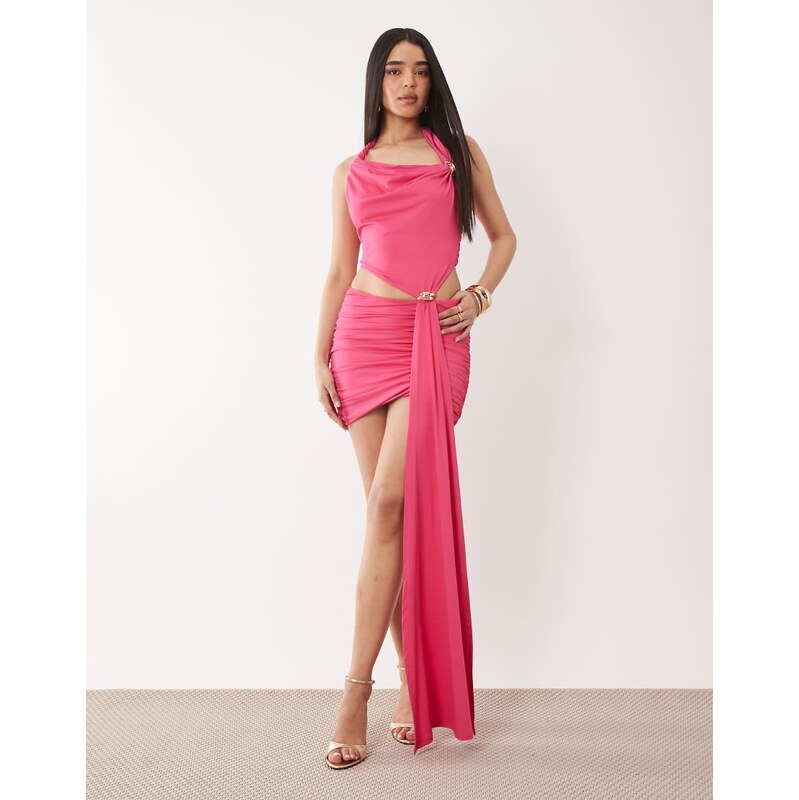 Murci twist strap metal hardware detail cutout drape skirt mini