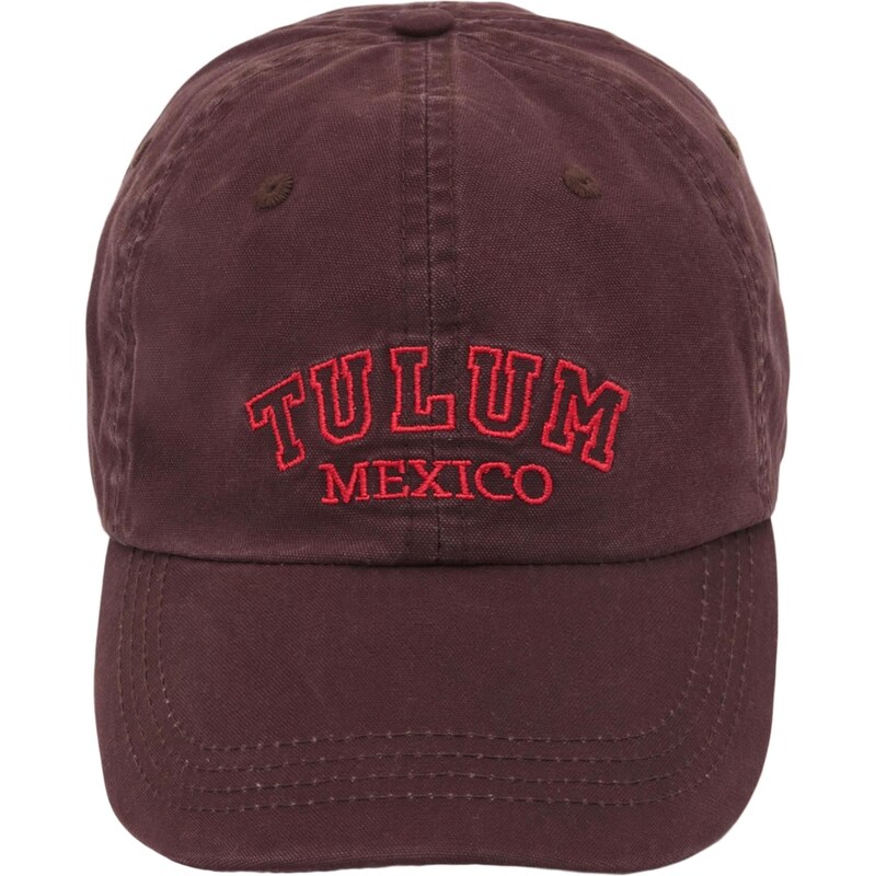 Pull&Bear Kšiltovka TULUM MEXICO kaštanově hnědá / červená