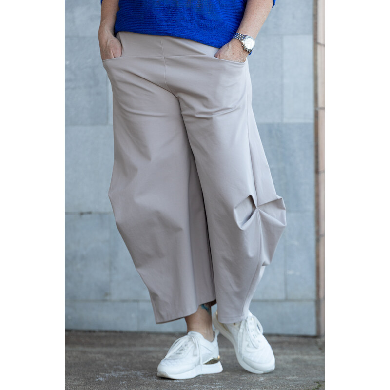 Italy fashion Dámské kalhoty HYGGE Barva: Latte, Velikost: UNI:
