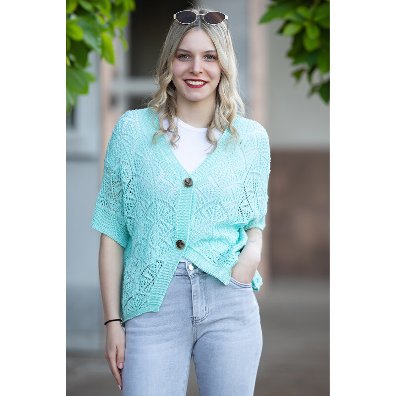 Italy fashion Lehký svetřík LESIE Barva: mintová, Velikost: UNI: