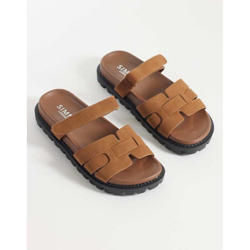 SIMMI Shoes Simmi London Adelle chunky slider sandals in tan