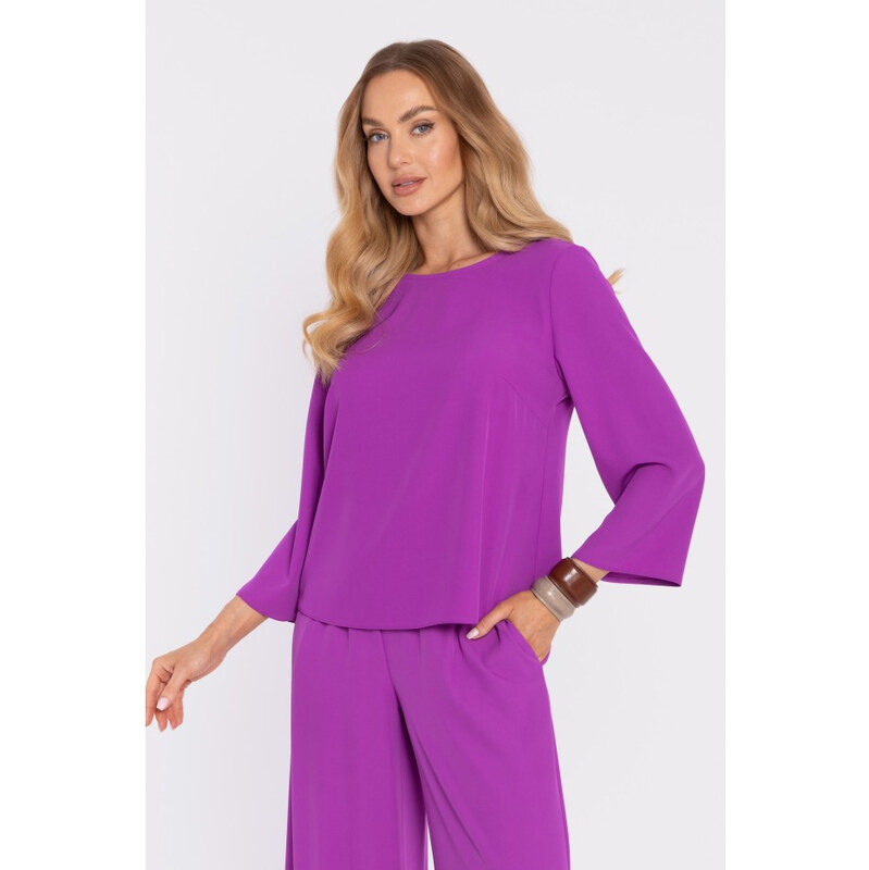 Moe M905 Elegantní halenka s volnými rukávy - levandulová 114443169