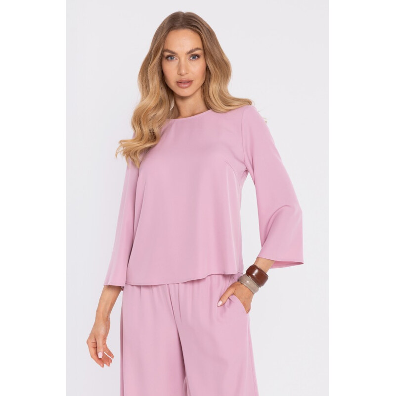 Moe M905 Elegantní halenka s volnými rukávy - pudrová 114443171