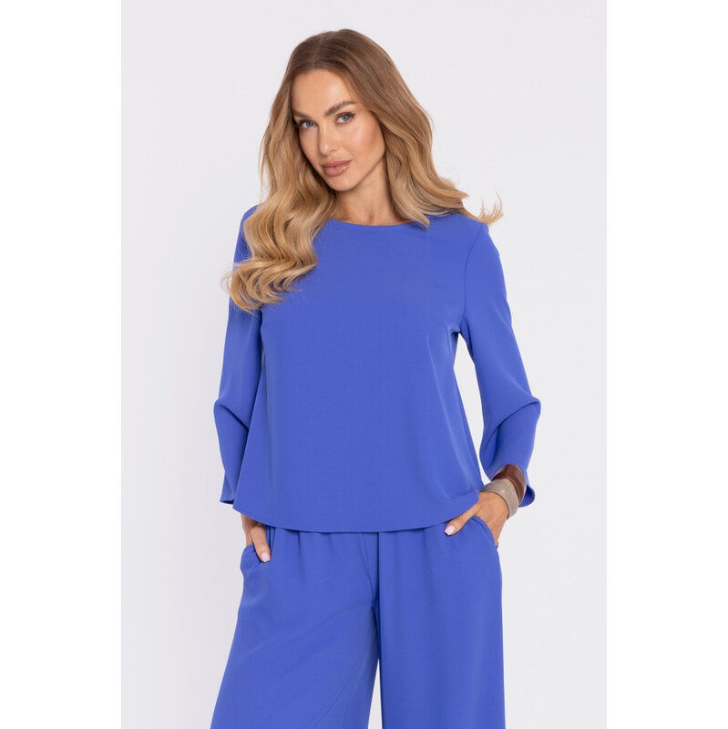 Moe M905 Elegantní halenka s volnými rukávy - modrá 114443170