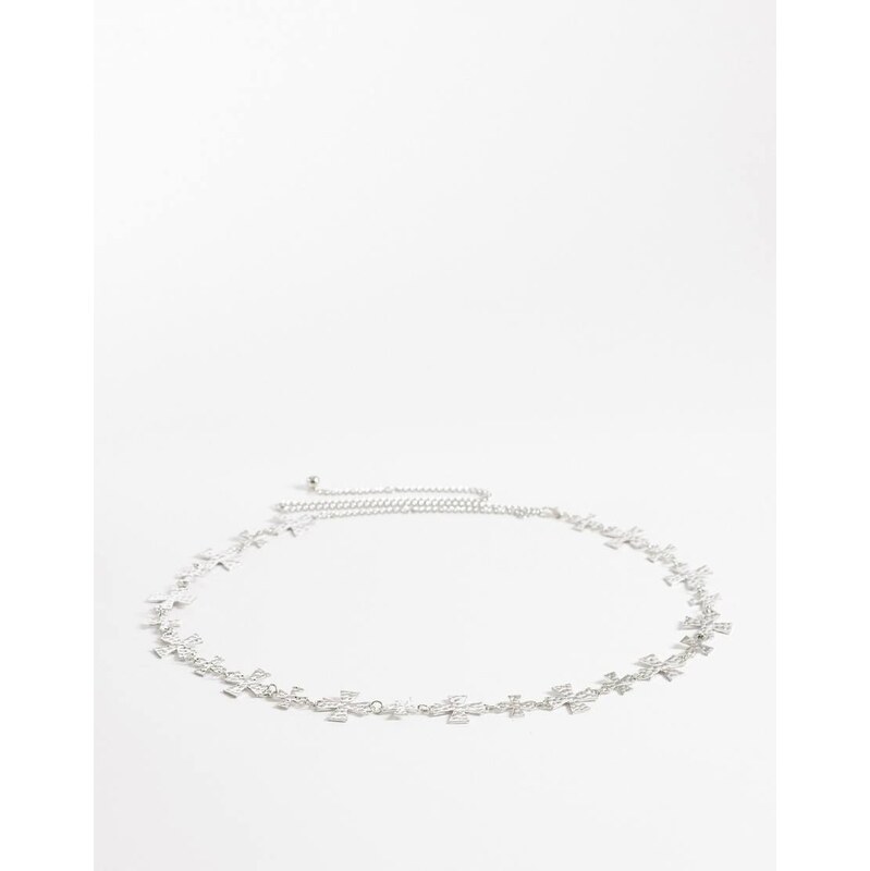 My Accessories curve chain belt with crosses in silver 114448247