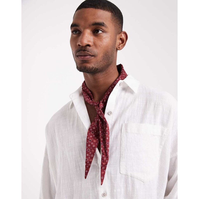 ASOS DESIGN floral paisley cotton triangle neck scarf in