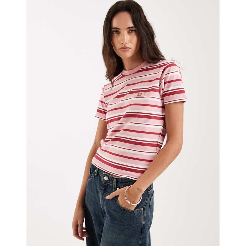 Dickies Glade Spring striped baby tee in pink