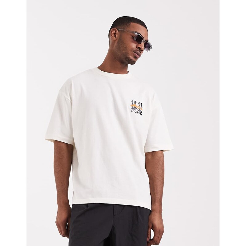 ASOS DESIGN oversized t-shirt with text graphic in white