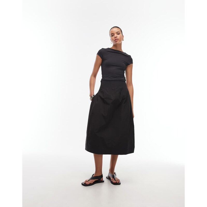 ARKET cinched waist balloon maxi skirt in black