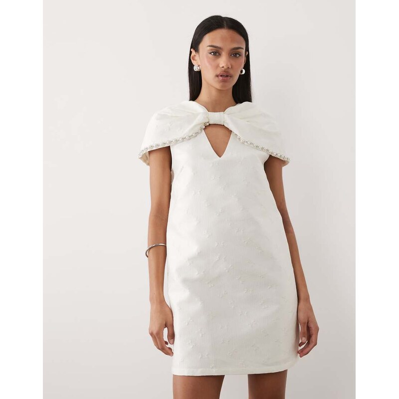 Sister Jane Bridal detachable cape detail pearl embellished mini dress 114448322