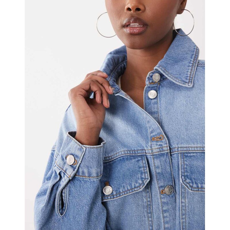 ASOS DESIGN over sized denim shirt-Blue