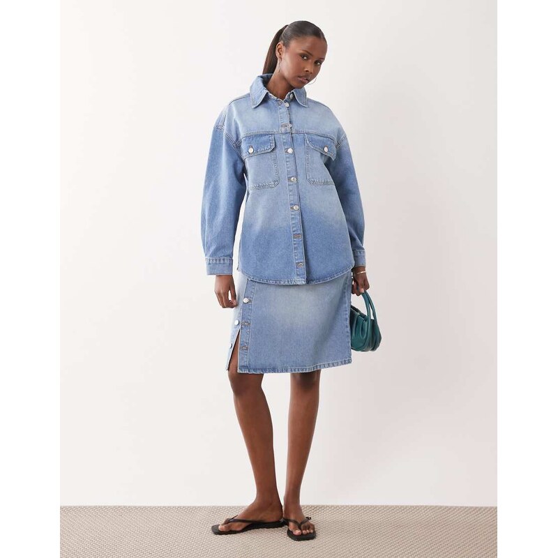 ASOS DESIGN over sized denim shirt-Blue