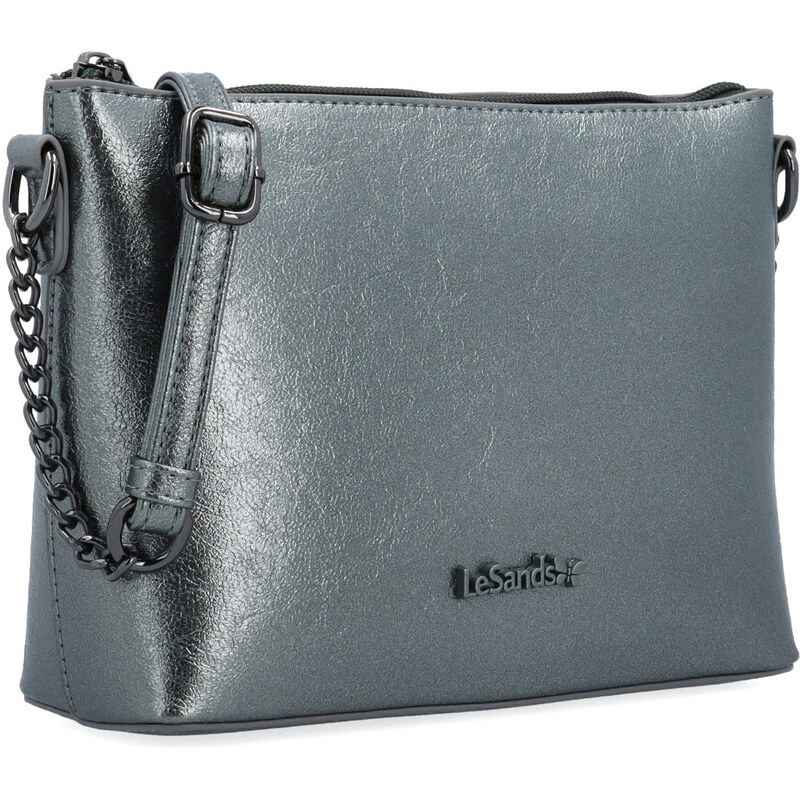 Kabelka ze syntetické kůže crossbody Le Sands stříbrná 4612 TI