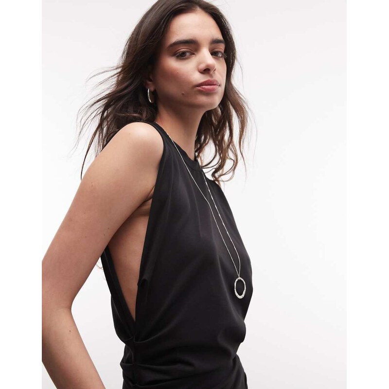 Weekday sleeveless top with cinched gathered waist in black