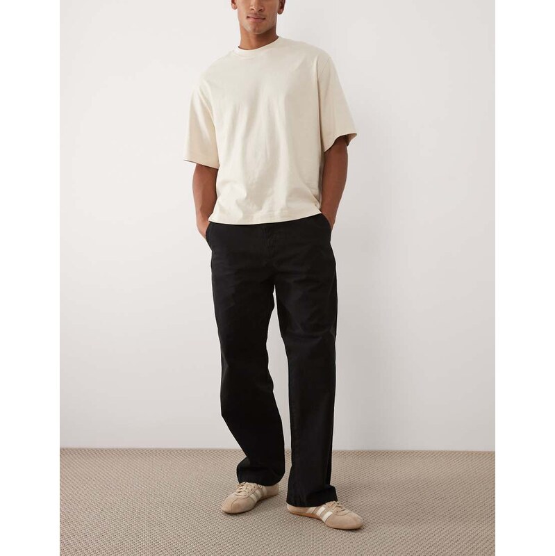 Jack & Jones Alex baggy workwear pants with logo patch in black