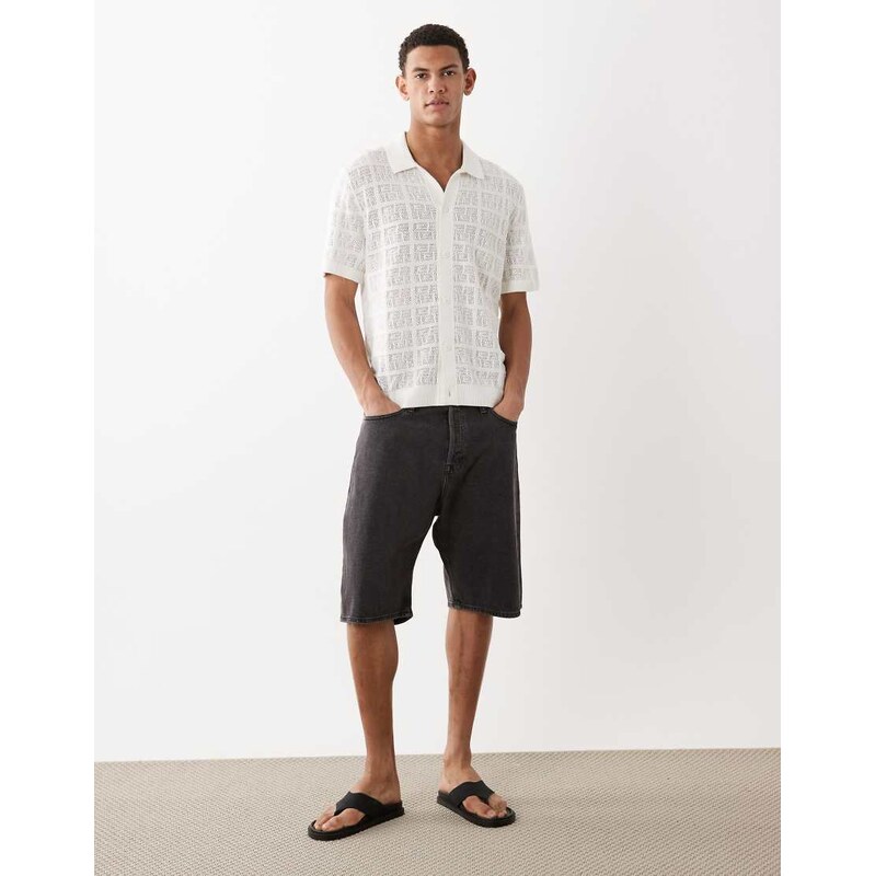 Jack & Jones Alex baggy denim shorts in black wash