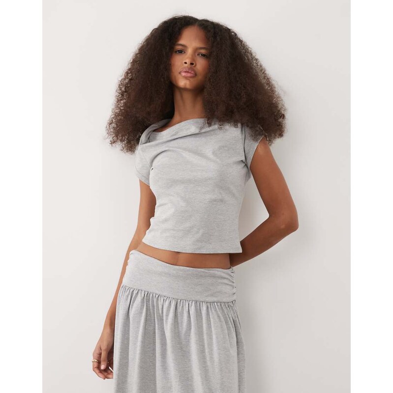 ASOS DESIGN cap sleeve co-ord top in grey