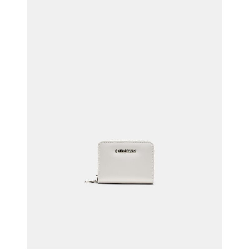 Stradivarius Zipped leather effect purse in white 114448387