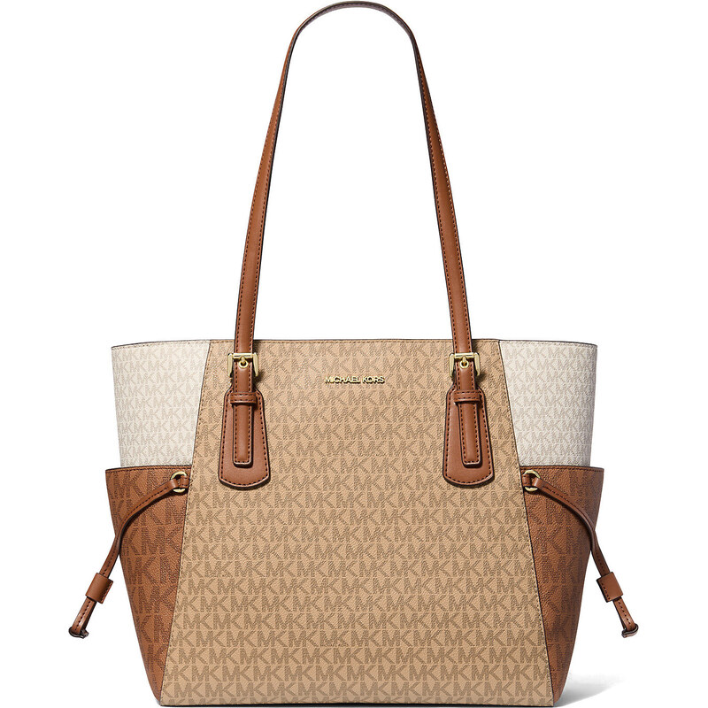 Michael Kors Voyager Large Color-Block Signature Logo Tote Bag