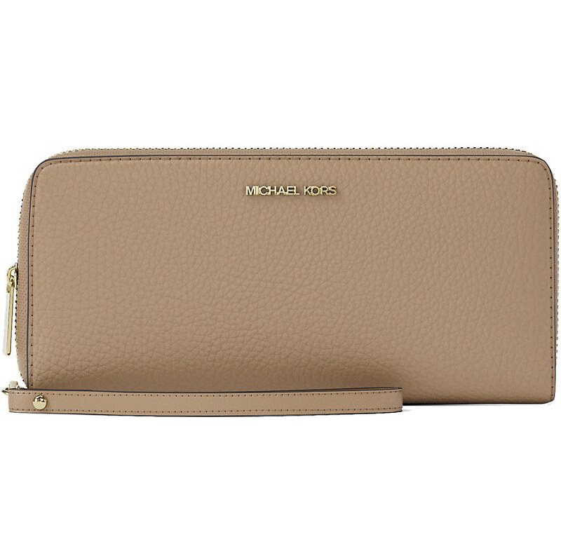 Michael Kors Jet Set Travel Large Pebbled Leather Wristlet Camel