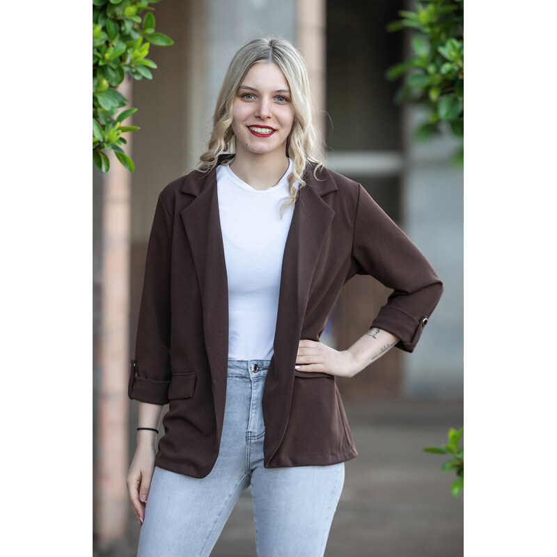 Italy fashion Pružné sako IVET Barva: čokoládová, Velikost: UNI: S-L 114450256