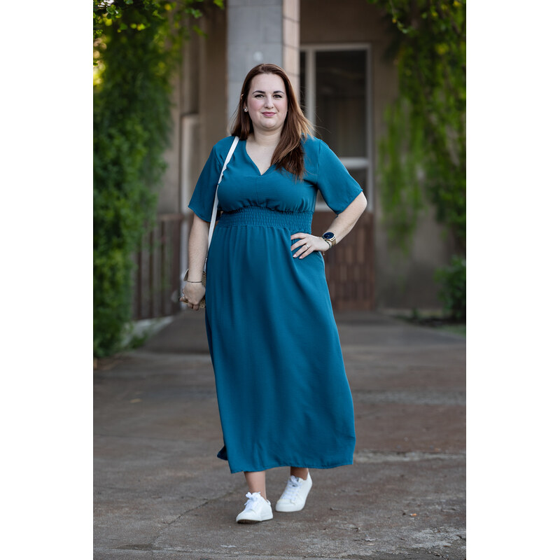 Italy fashion Vzdušné šaty BELIA Barva: Petrolejová, Velikost: UNI: L 114450265