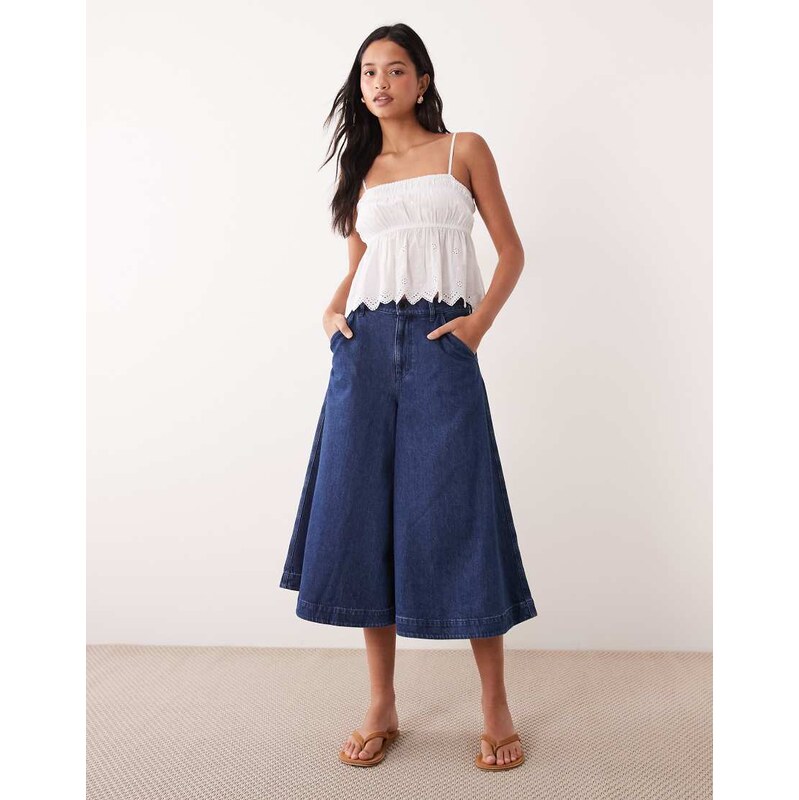 ARKET denim culottes in midwash blue 114484894