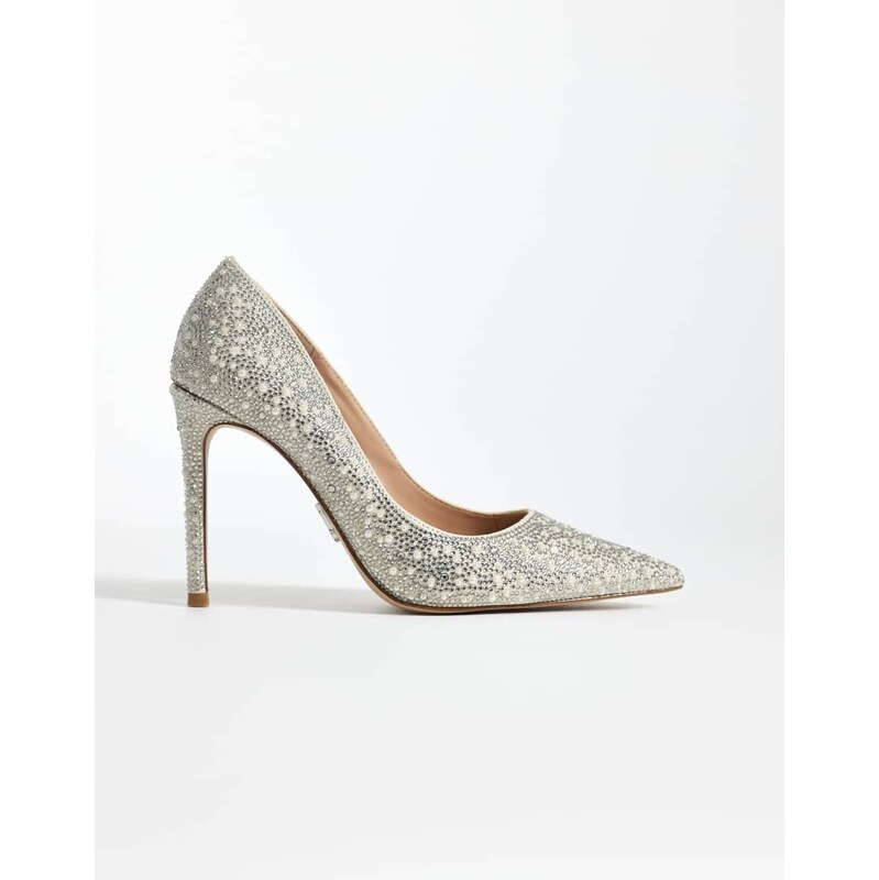Steve Madden Thrive pearl embellished court shoes in rose gold-Pink 114450665