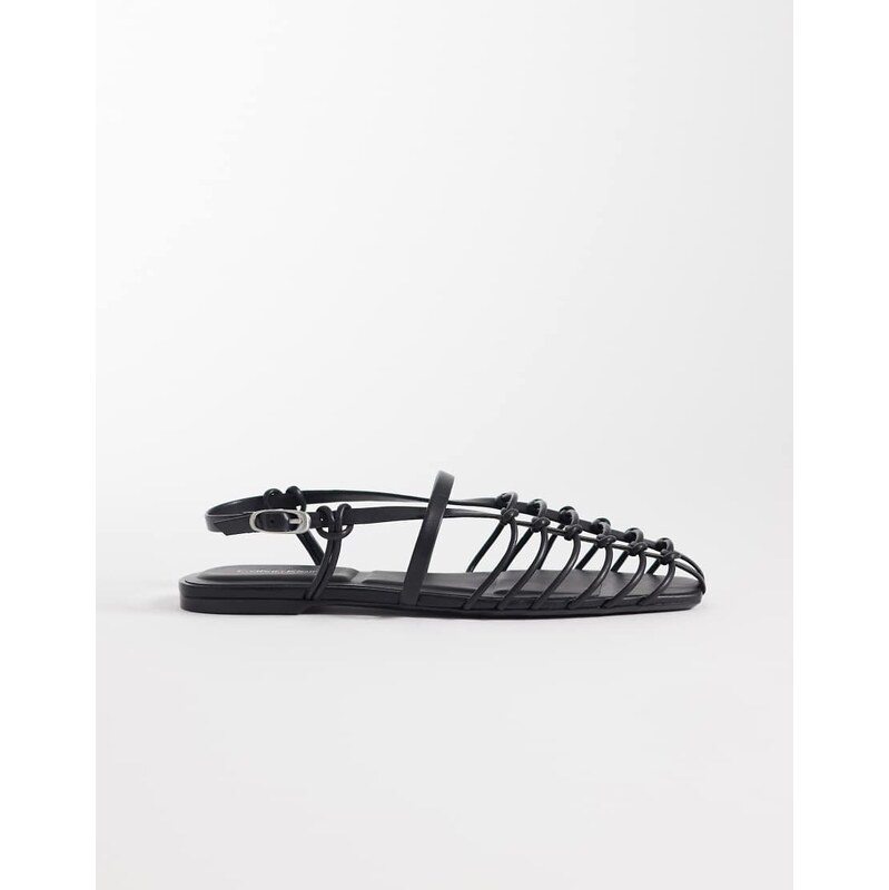 Calvin Klein Jeans strappy leather ballerina flats in black