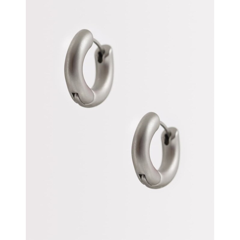Reclaimed Vintage unisex everyday matte silver hoop earrings