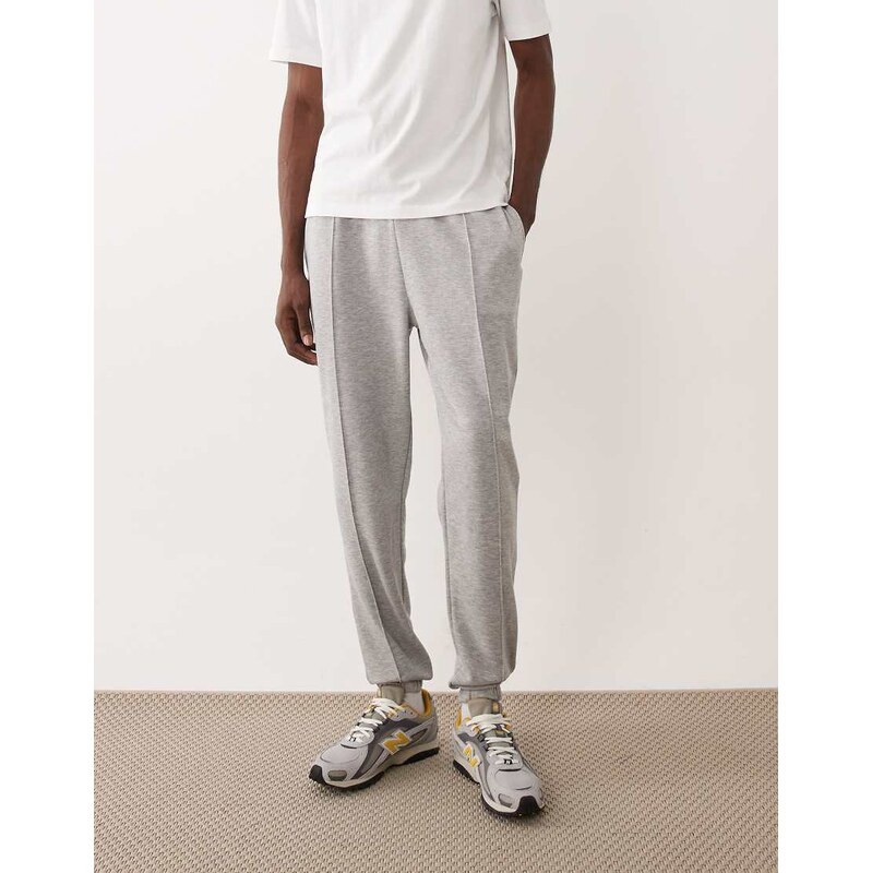 ASOS DESIGN slim fit joggers with pintucks in light grey