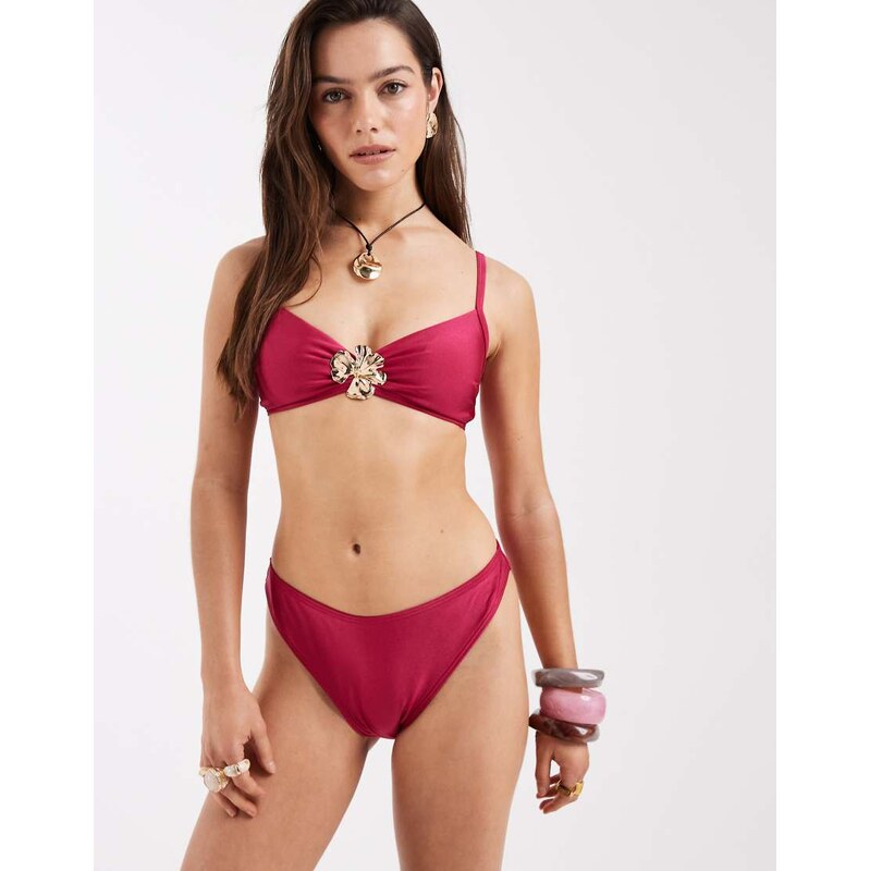 New Look high leg hipster bikini bottoms in pink