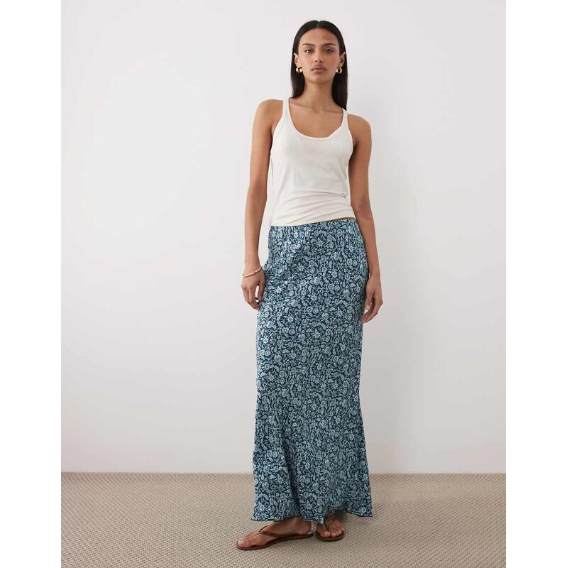 Mango Teen maxi skirt in blue floral print