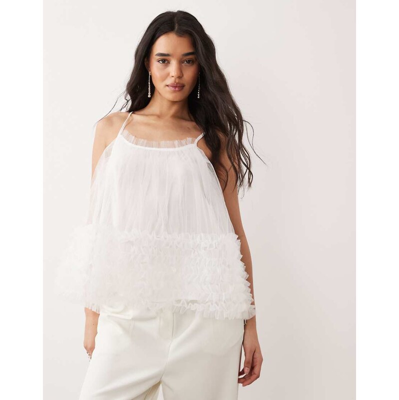 Sister Jane Bridal tulle cami top in white 114450825