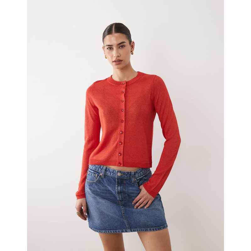 ASOS DESIGN knitted sheer cardigan in red