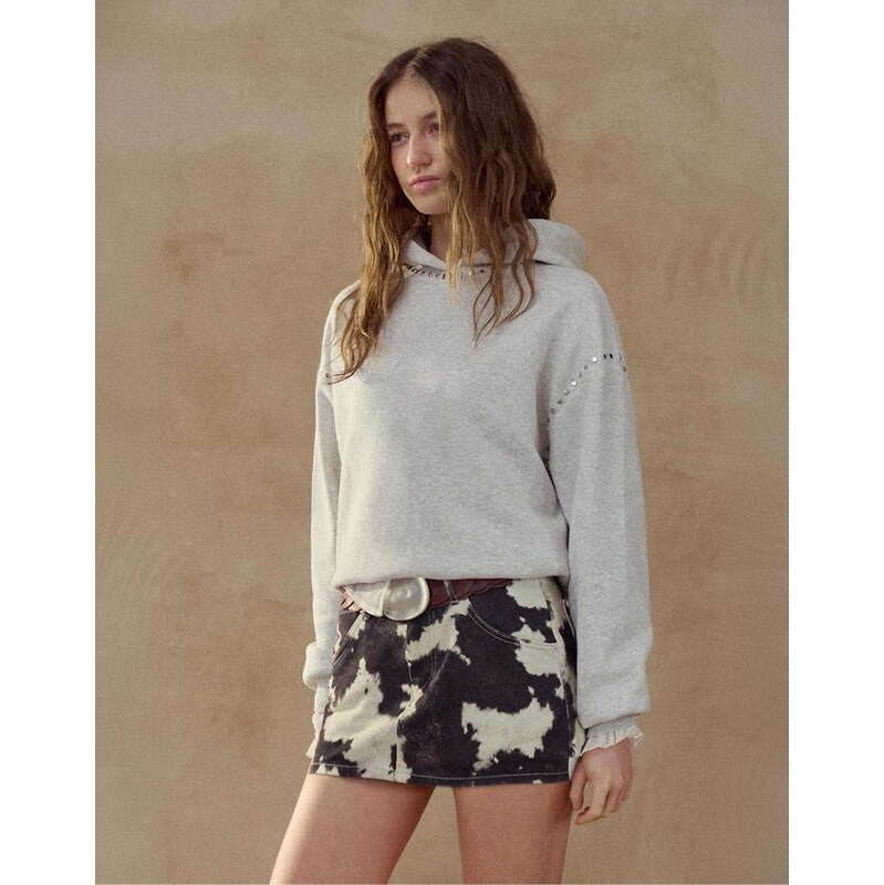 Pull&Bear Cow print skort in white/black-Multi 114450908