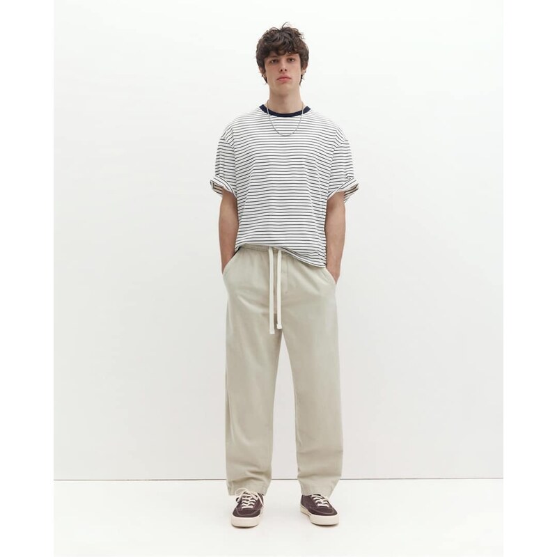 Pull&Bear Baggy jogger trousers in off white
