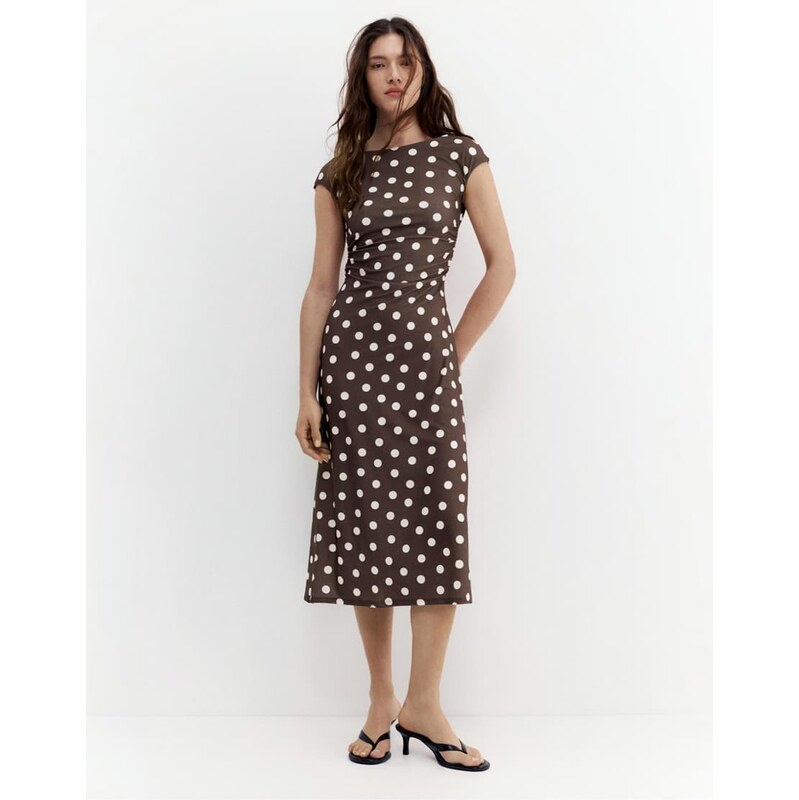 Pull&Bear Short sleeve midi dress in multicolor