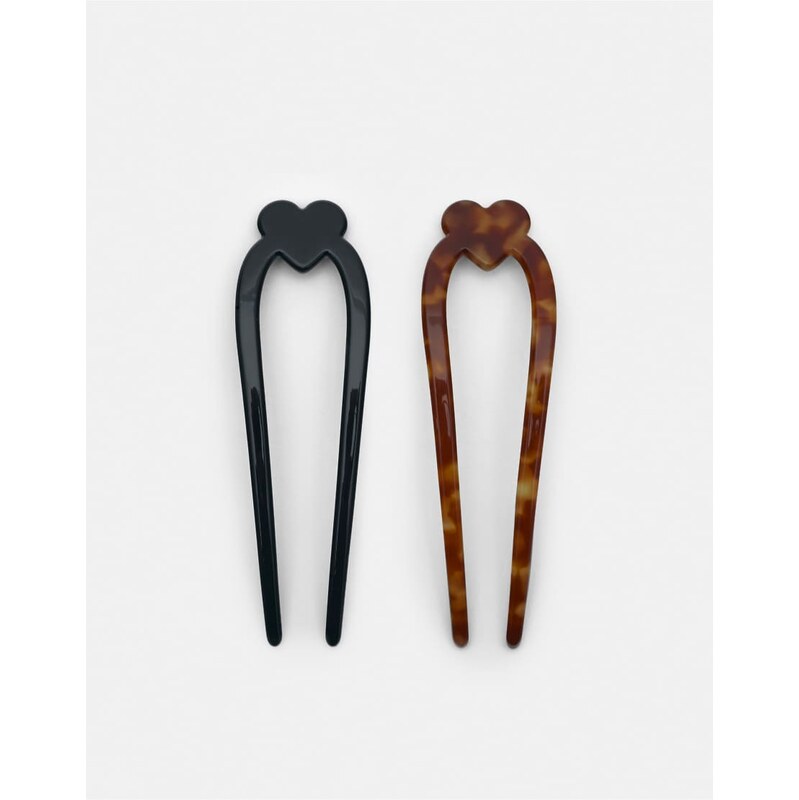 Pull&Bear Pack of heart fur clips in black 114450939