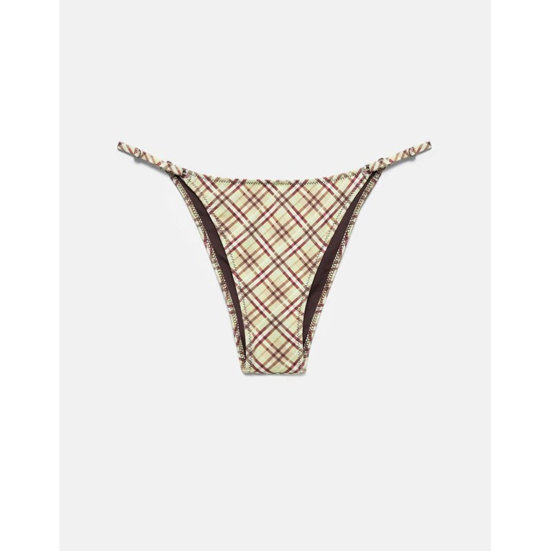 Pull&Bear Check bikini bottoms in green