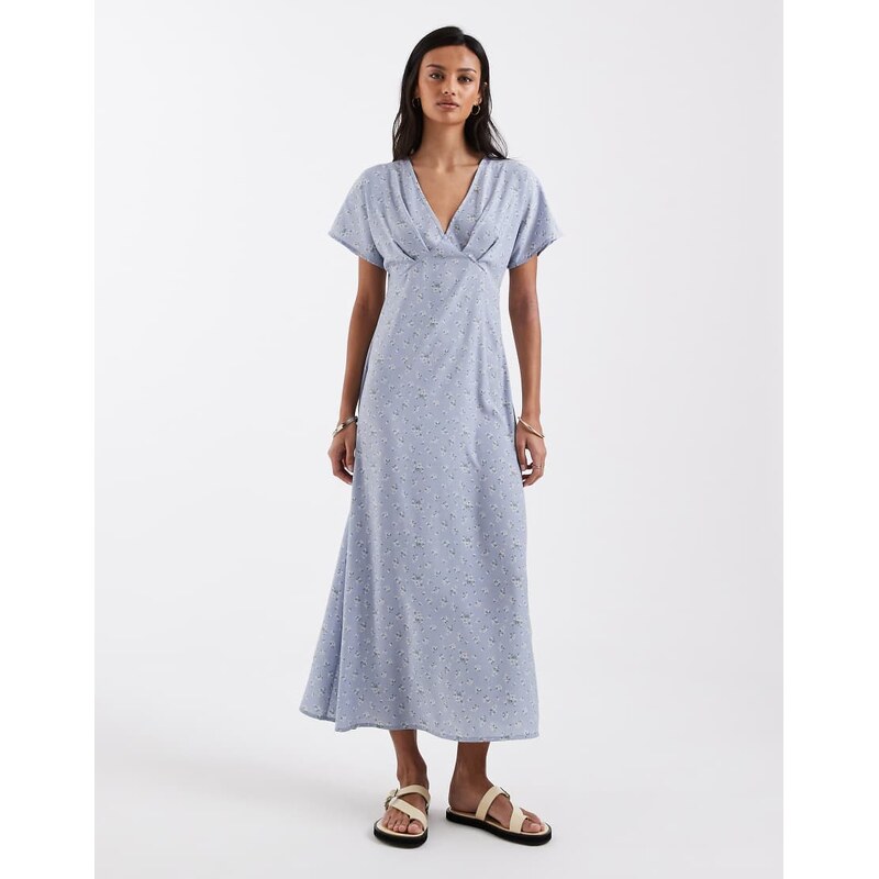 Brave Soul midi tea dress in blue floral ditsy print 114573188