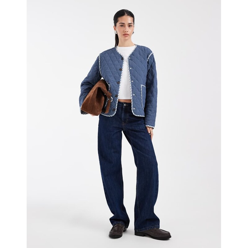 ONLY reversible quilted jacket in blue print