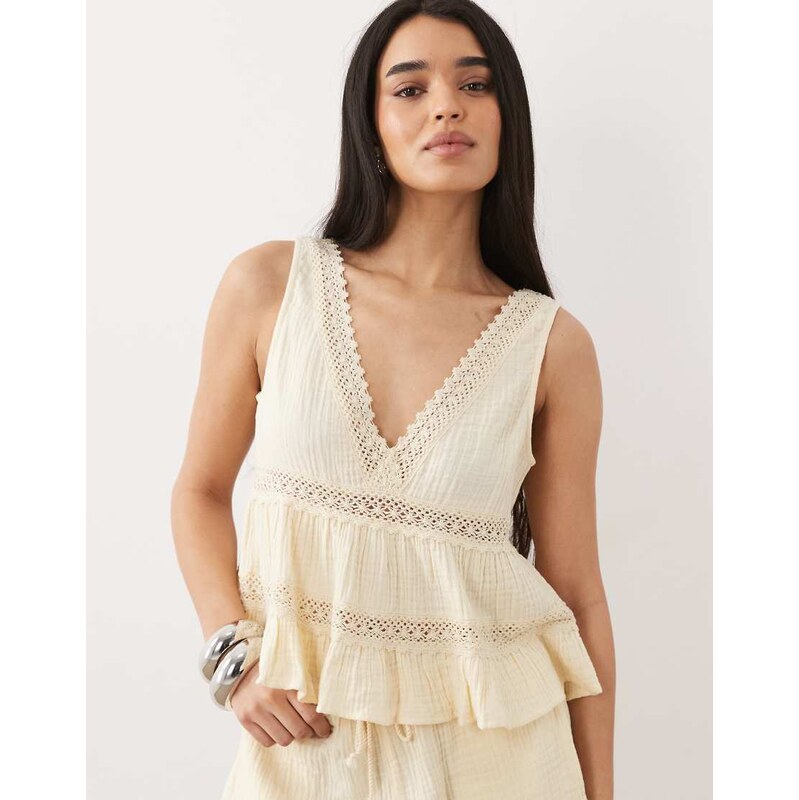 Iisla & Bird cami top in beige-Neutral 115414973