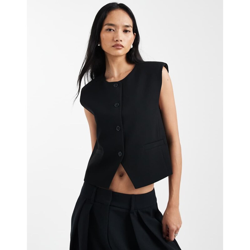 ASOS DESIGN tailored boxy waistcoat in black