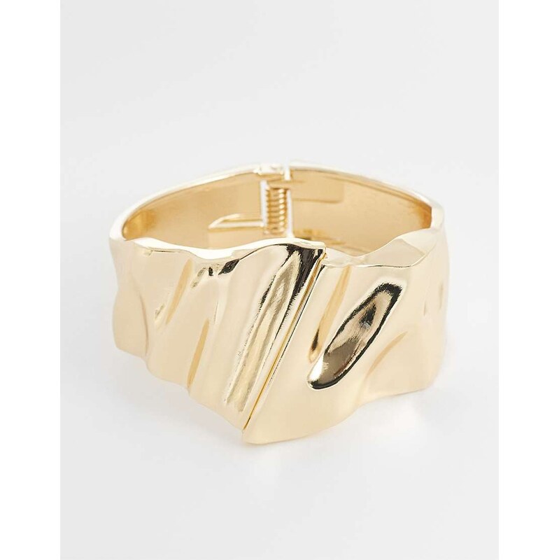 ASOS DESIGN cuff bracelet with molten design in gold tone 114456430
