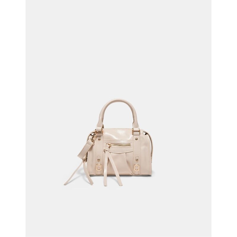 Stradivarius Zipped crossbody bowling bag in ecru-White 114456481