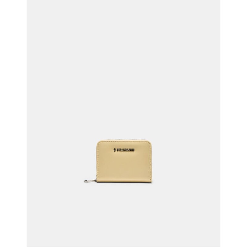 Stradivarius Zipped leather effect purse in gold-Yellow 114456480