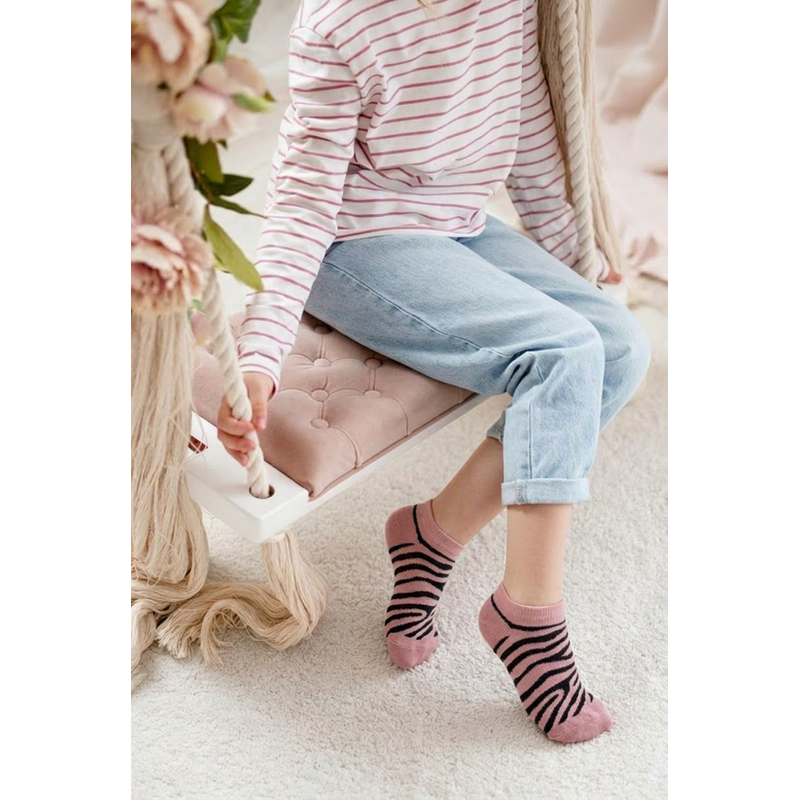 Milena dětské kotníkové ponožky Zebra Pink