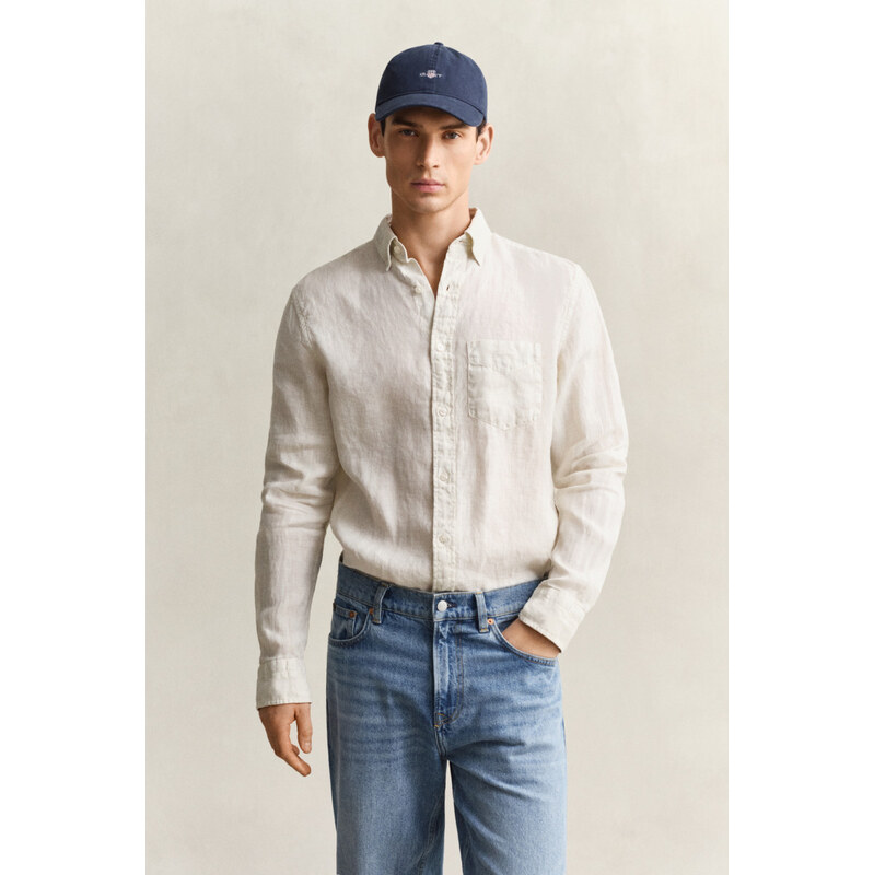 KOŠILE GANT REG GMNT DYED LINEN SHIRT SAND