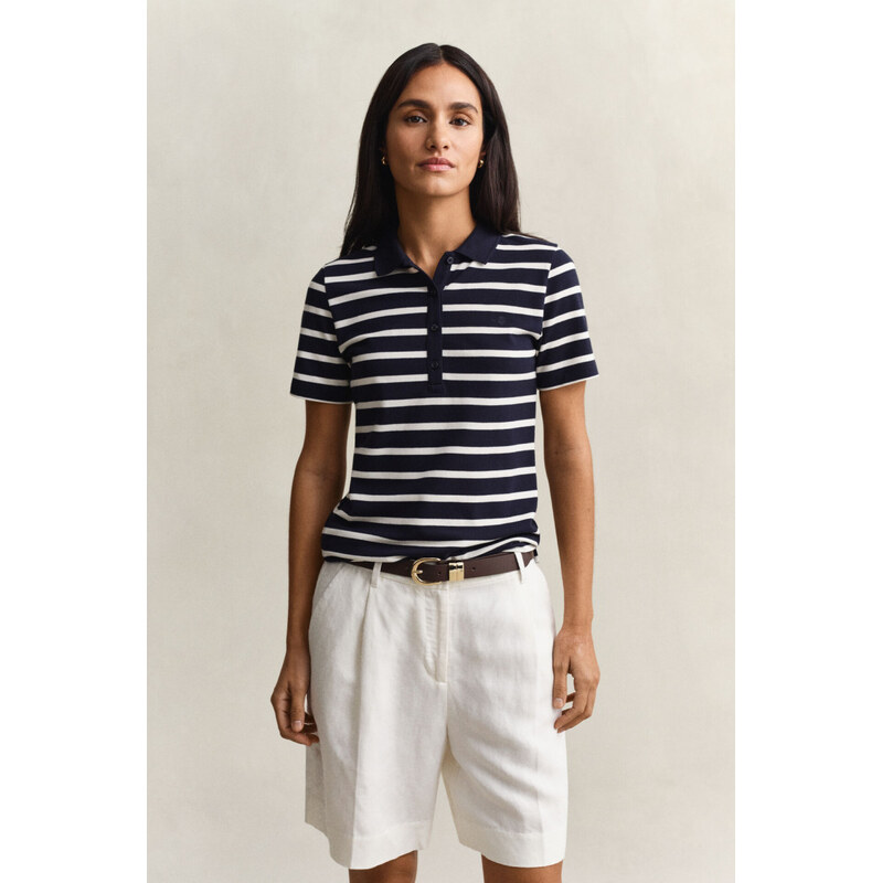 POLOKOŠILE GANT SLIM STRIPED SS PIQUE POLO EVENING BLUE 114455366